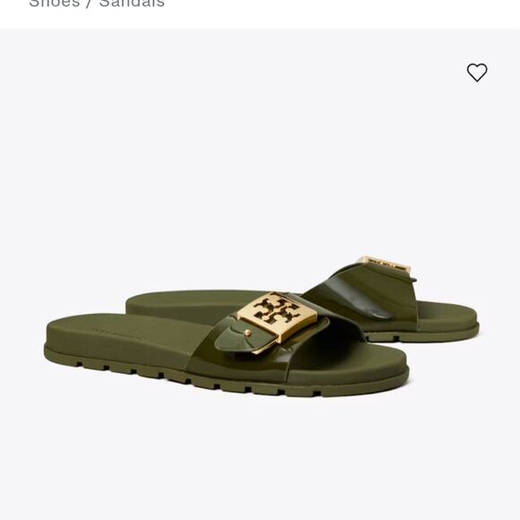 Tory Burch Olive Green Sandals with Gold Accent - Picture 1 of 6